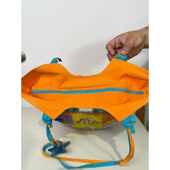 Anne Ormsby Surviving Stress Tote Washed Canvas Embroidered Shells Wood - Picture 11 of 16